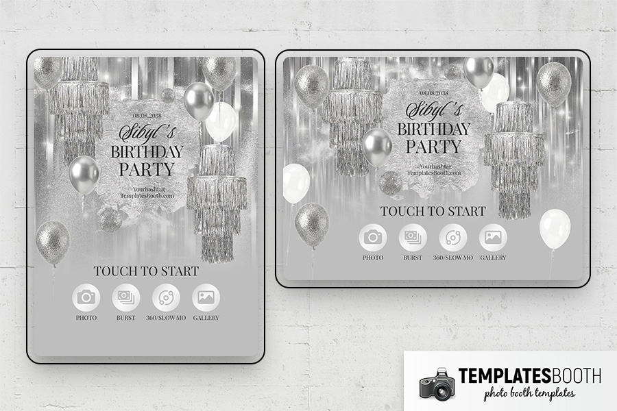 Silver Party Photo Booth Template Preview