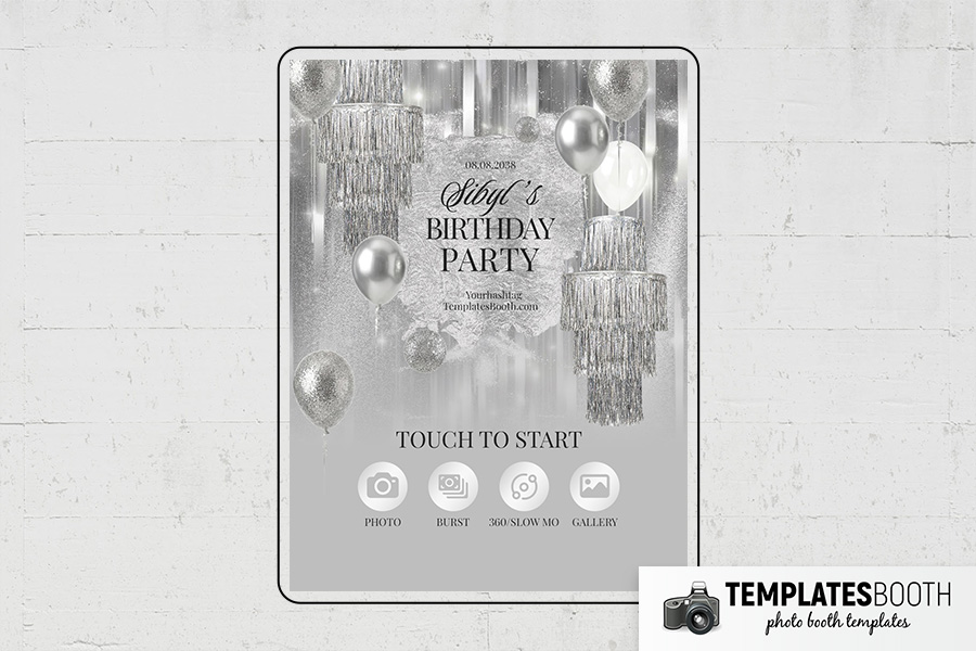 Silver Party Photo Booth Template Preview