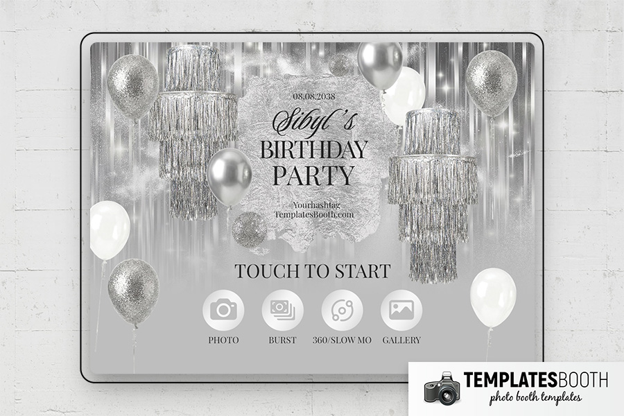 Silver Party Photo Booth Template Preview