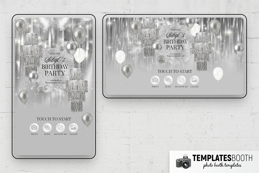 Silver Party Photo Booth Template Preview
