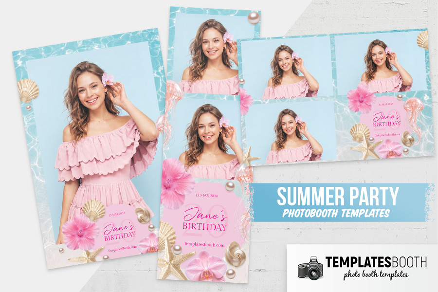Summer Party Photo Booth Template Preview