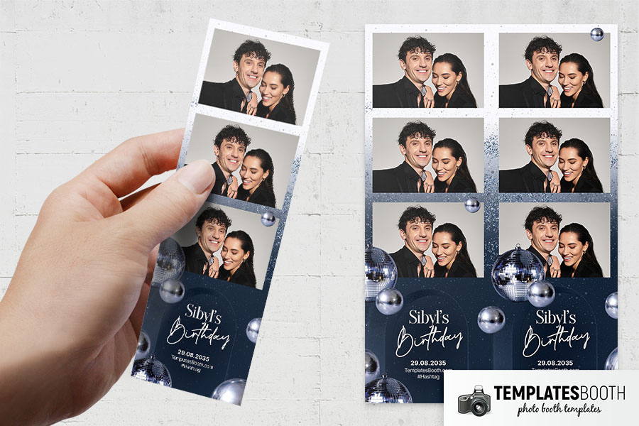 Blue Party Photo Booth Template Preview