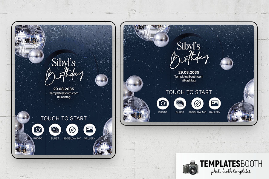 Blue Party Photo Booth Template Preview