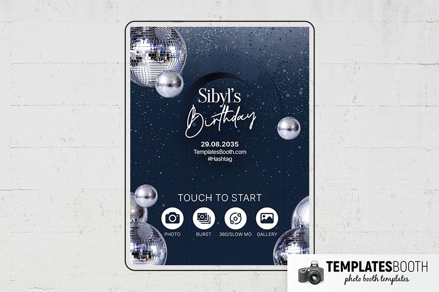 Blue Party Photo Booth Template Preview