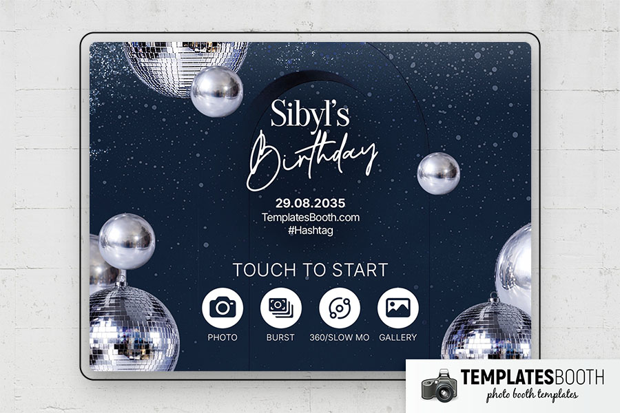 Blue Party Photo Booth Template Preview