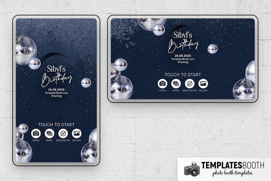 Blue Party Photo Booth Template Preview