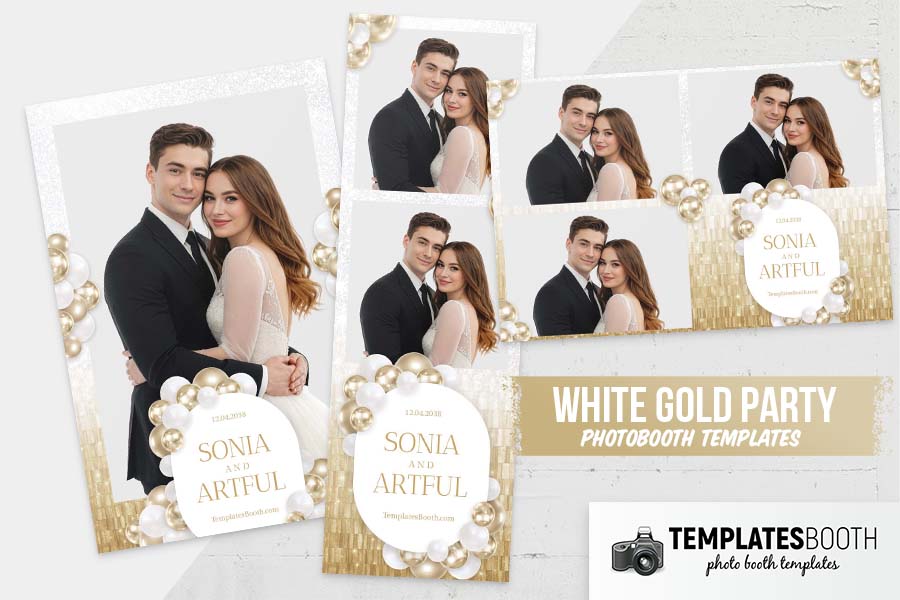 White Gold Party Photo Booth Template