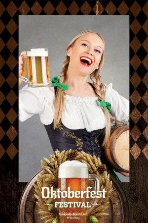 Oktoberfest-Fotobox-Vorlage – 4x6-Postkarte (Hochformat)