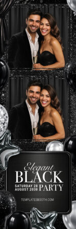 Modèle de photomaton pour soirée en noir