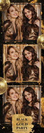Modèle de photomaton pour fête noir et or