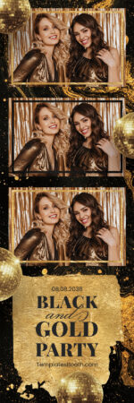 Modèle de photomaton pour fête noir et or