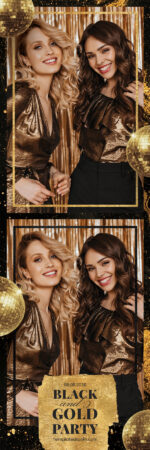 Modèle de photomaton pour fête noir et or