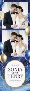 Blue Gold Party Photo Booth Template 2x6 Strip