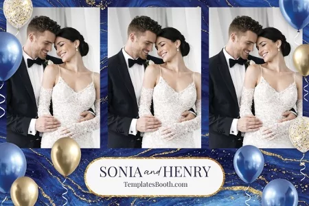 Blue Gold Party Photo Booth Template