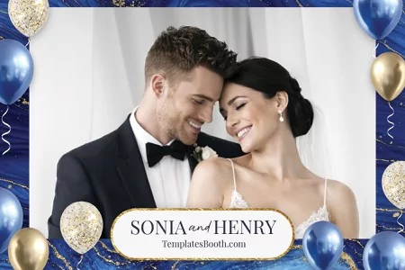 Blue Gold Party Photo Booth Template