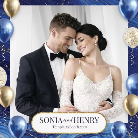 Blue Gold Party Photo Booth Template