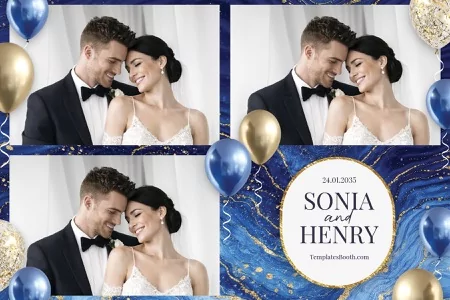 Blue Gold Party Photo Booth Template