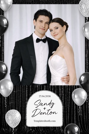 Aperçu Black Silver Party Photo Booth Template 3