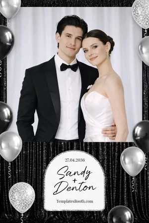Schwarz-Silber-Party-Fotobox-Vorlage – 4x6-Postkarte (Hochformat)