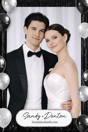Schwarz-Silber-Party-Fotobox-Vorlage – 4x6-Postkarte (Hochformat)