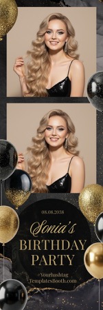 Modèle de photomaton pour fête noir et or