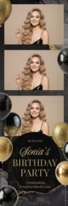Black & Gold Party Photo Booth Template 2x6 Strip