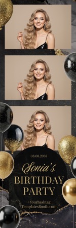 Modèle de photomaton pour fête noir et or