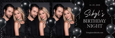 Modèle de photomaton pour soirée en noir