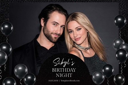 Modèle de photomaton pour soirée en noir