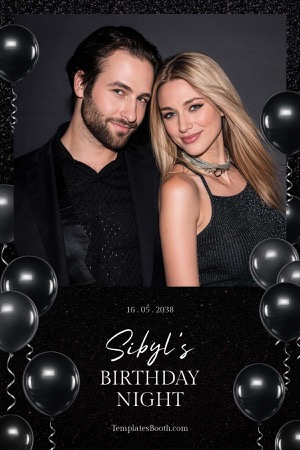 Modèle de photomaton pour soirée en noir