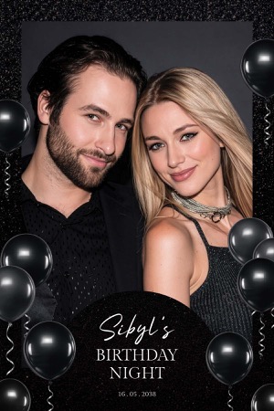 Modèle de photomaton pour soirée en noir