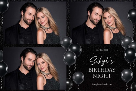 Modèle de photomaton pour soirée en noir