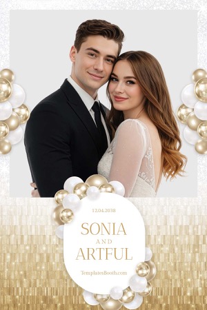 Aperçu White Gold Party Photo Booth Template 3
