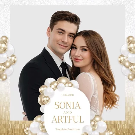White Gold Party Photo Booth Template