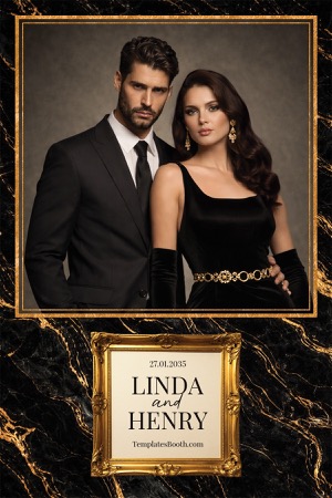 Aperçu Black Gold Party Photo Booth Template 5