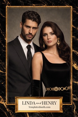 Aperçu Black Gold Party Photo Booth Template 5