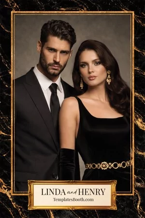 Schwarz-Gold-Party-Fotobox-Vorlage – 4x6-Postkarte (Hochformat)