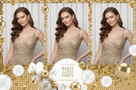 White & Gold Party Photo Booth Template
