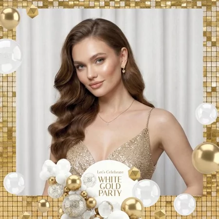White & Gold Party Photo Booth Template