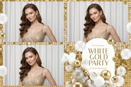 White & Gold Party Photo Booth Template