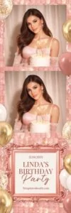 Pink Gold Party Photo Booth Template 2x6 Strip