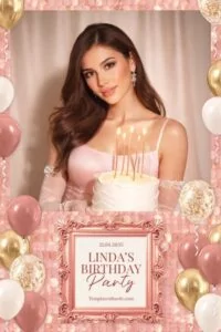 Pink Gold Party Photo Booth Template 4x6 Portrait