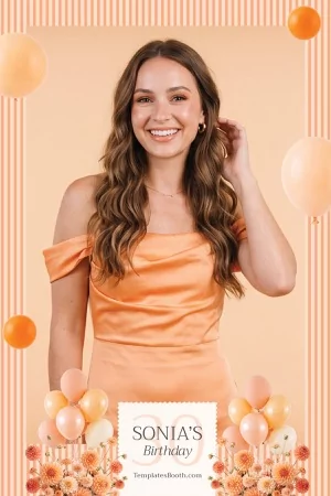 Orangefarbene Party-Fotobox-Vorlage – 4x6-Postkarte (Hochformat)