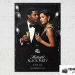 Midnight Black Party Photo Booth Template Preview