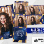 Blue Gold Dinner Party Photo Booth Template