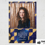 Blue Gold Dinner Party Photo Booth Template Preview