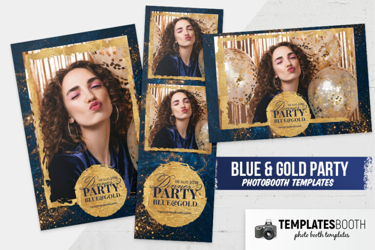Blue & Gold Party Photo Booth Template