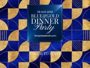 Blue Gold Dinner Party Photo Booth Template – Welcome Screens