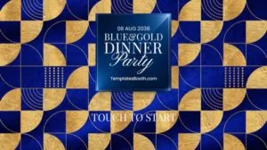 Blue Gold Dinner Party Photo Booth Template – Welcome Screens