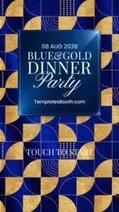 Blue Gold Dinner Party Photo Booth Template – Welcome Screens